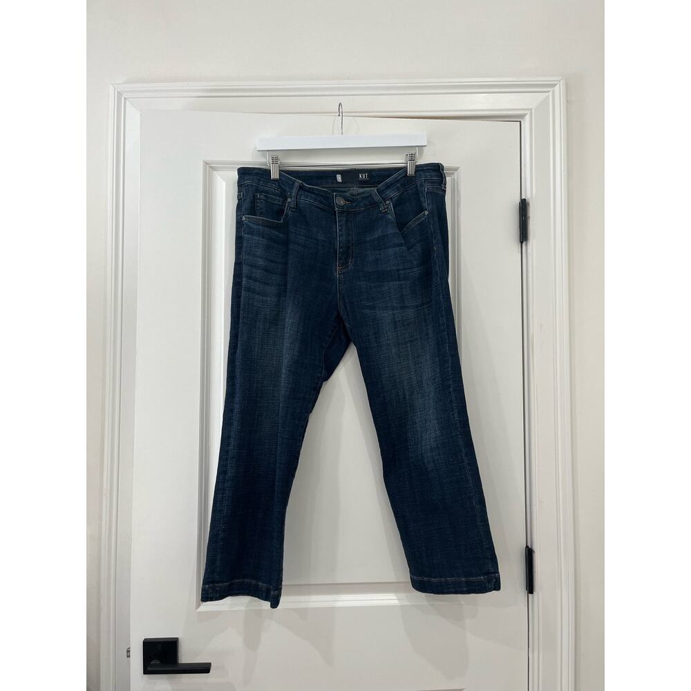KUT From The Kloth | Womens Lauren Crop Straight Leg Jeans Dark Wash Size 14